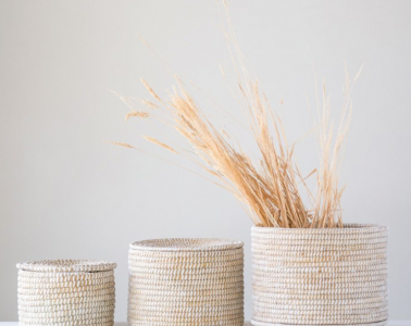 Large Natural Woven Seagrass Baskets with Lid