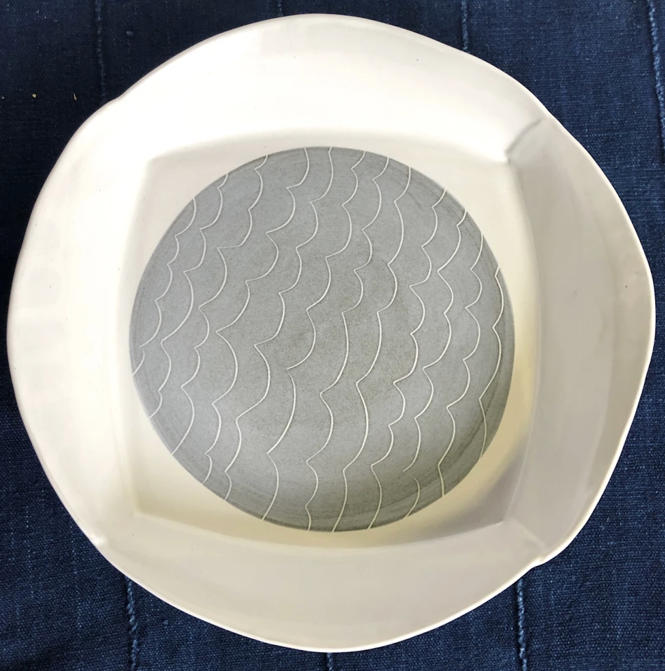 Gray Waves Serving Plate