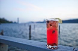 Refreshing cocktail by the water