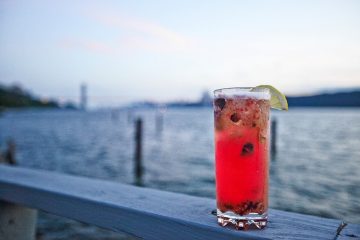 Refreshing cocktail by the water